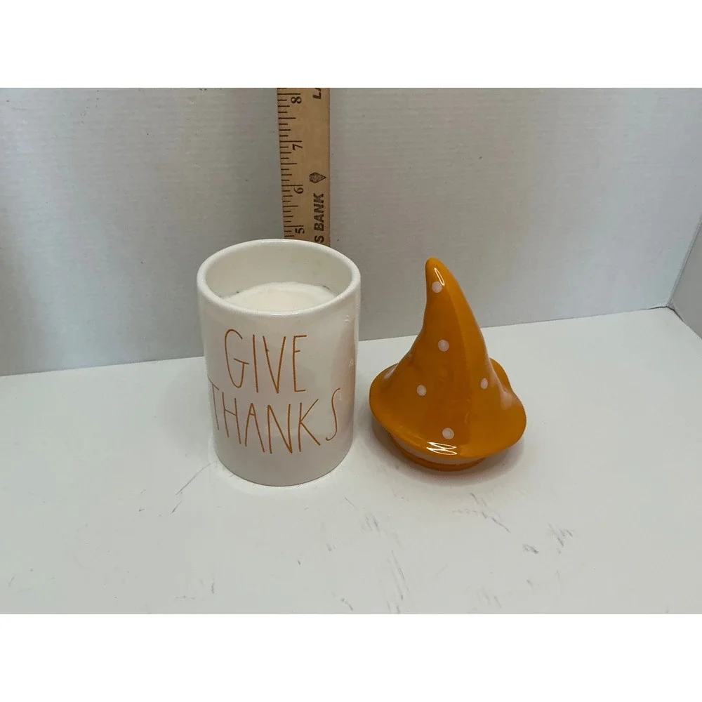 DW Home x Magenta Give Thanks Candle Orange Polka Dot Gnome Hat Lid Vanilla Scen